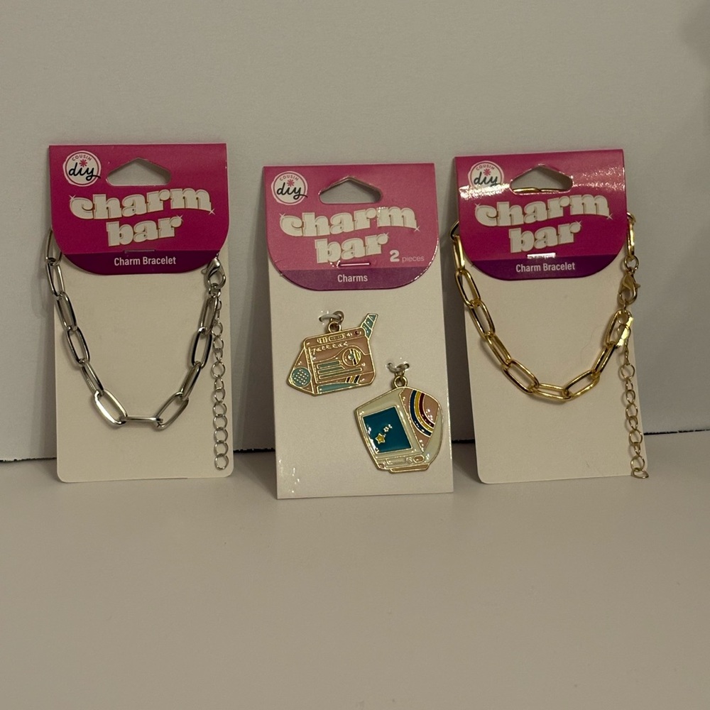Charm Bar Charm Storyline Bracelets With Charms Gold Silver Pink NWT OS